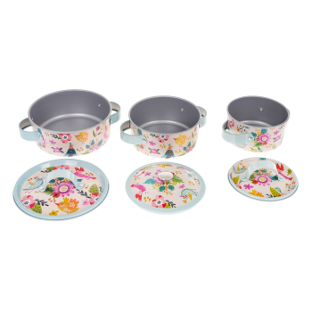 Zestaw aluminiowych Garnków dla dzieci 3+ Akcesoria 10 el. + Przybory kuchenne + Rękawica kuchenna